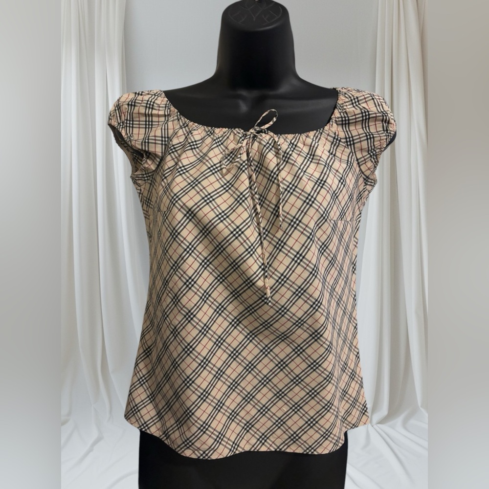 Burberry London Blue Label Nova Check Short Sleeve Shirt Size 38 M/S